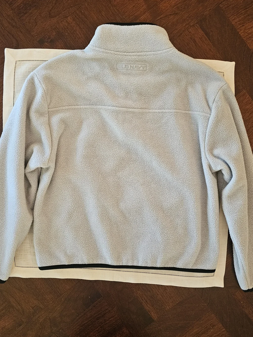 Old Navy Fleece 1/4 Zip Pullover Sweater Light Gray Mock Neck Girls Boys M 8-9